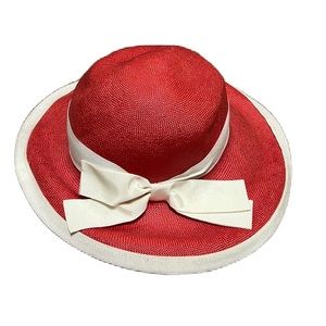 Women’s ERNIE Hat, with Bow, Golden Gate Orange and Beige, One Size